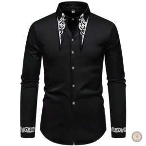 Chemise homme style western, couleur blanche, look décontracté