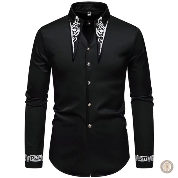 Chemise homme style western, couleur blanche, look décontracté