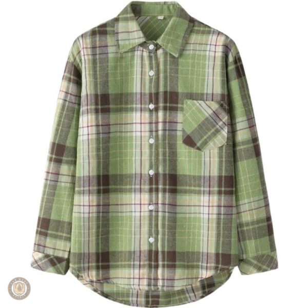 Chemise carreaux verte pour femme