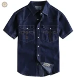 Chemise courte homme style country en tissu léger