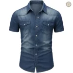 Chemise Western Jean Manches Courtes pour homme