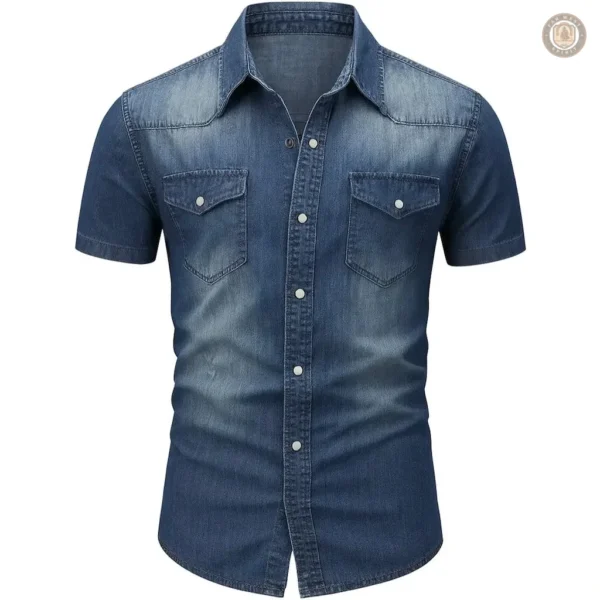 Chemise Western Jean Manches Courtes pour homme