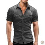 Mode masculine : chemise western en denim à manches courtes