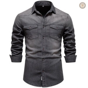 Chemise cowboy vintage homme en denim avec motifs western