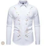 Chemise western blanche pour homme au style cowboy