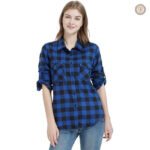 Chemise western bleu pour femme, parfaite pour les tenues décontractées