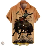 Chemise western imprimée pour homme au style décontracté
