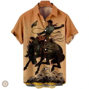Chemise western imprimée pour homme au style décontracté