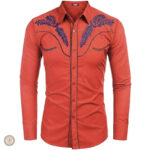 Chemise western brodée pour homme