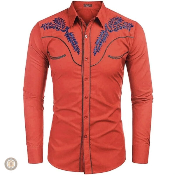 Chemise western brodée pour homme