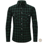 Chemise western à grands carreaux verts pour homme