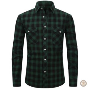 Chemise western à grands carreaux verts pour homme