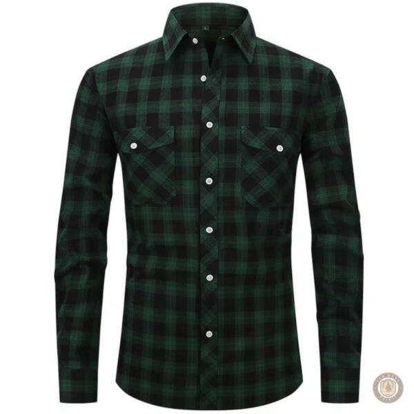 Chemise western à grands carreaux verts pour homme