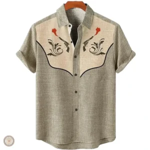 Chemise Western Homme Manches Courtes en style décontracté