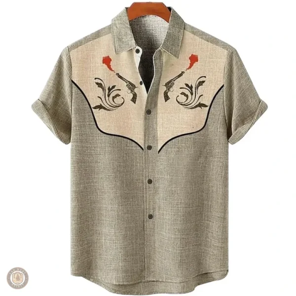 Chemise Western Homme Manches Courtes en style décontracté