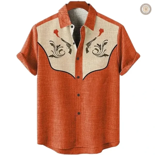 Chemise courte pour homme, inspiration western, look moderne