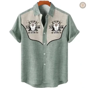 Vêtement masculin manches courtes, style western décontracté