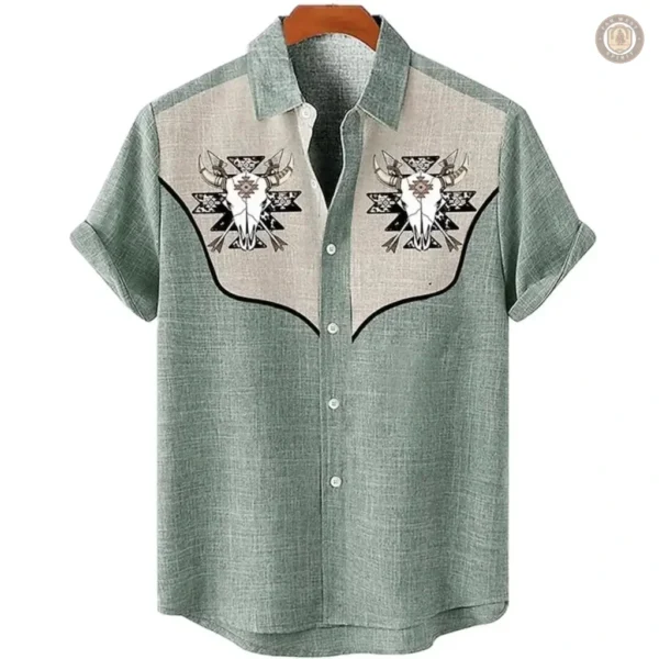 Vêtement masculin manches courtes, style western décontracté