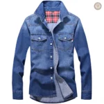 Chemise Western en jean pour homme, style décontracté
