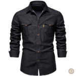 Chemise western noire pour homme, style classique et intemporel