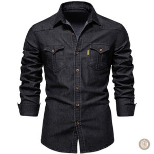 Chemise western noire pour homme, style classique et intemporel
