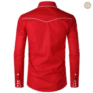 Chemise western rouge, élégante et décontractée pour homme