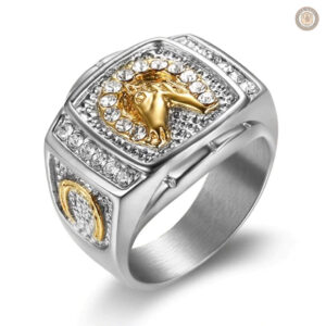 Bague western avec motif fer à cheval, style cowboy chic