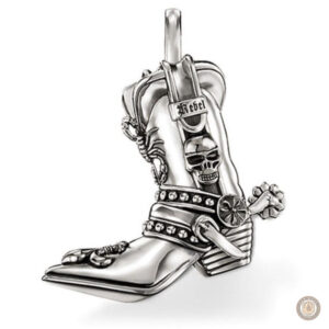 Collier argenté Botte Country, style western élégant