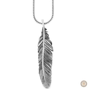 Collier en argent avec motif de plume