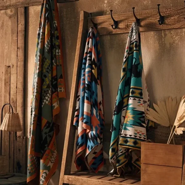 Accessoire déco western, couverture avec motifs country uniques