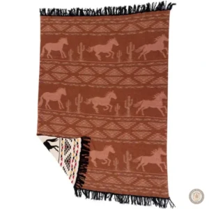Accessoire de décoration western, couverture aux motifs cowboys