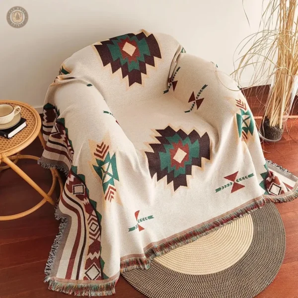 Couverture style western avec motifs colorés