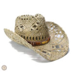 Chapeau en Paille avec Détails en Plumes