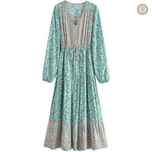 Robe longue décontractée cowboy à fleurs