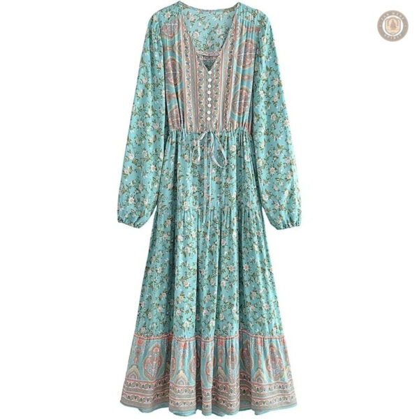 Robe longue décontractée cowboy à fleurs