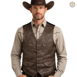 Gilet cowboy en cuir pour homme