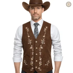 Gilet cowboy marron pour homme en style western