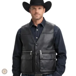 Gilet Cowboy Noir pour homme, style western élégant
