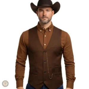 Gilet homme style cowboy en denim pour un look western