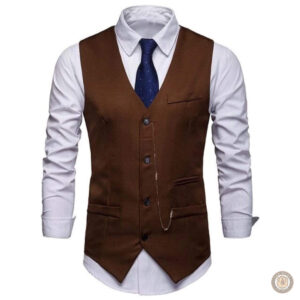 Gilet cowboy pour homme en cuir synthétique noir