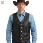 Gilet en cuir pour homme style cowboy
