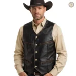 Gilet cuir homme style western