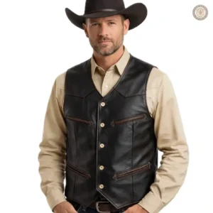 Gilet cuir homme style western
