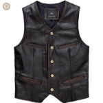Veste en cuir pour homme, look western élégant