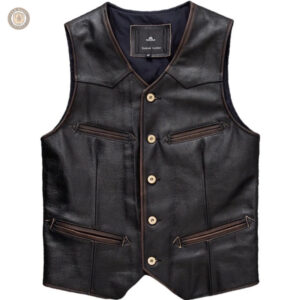 Veste en cuir pour homme, look western élégant