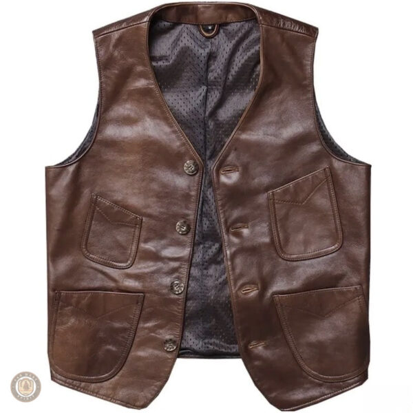 Vêtement western masculin en cuir, gilet sans manches