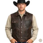 Gilet en cuir style western pour homme