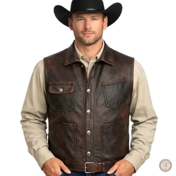 Gilet en cuir style western pour homme