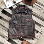 Gilet sans manches en cuir pour style cowboy