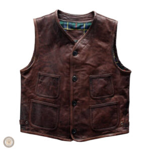 Vêtement western masculin en cuir, gilet sans manches